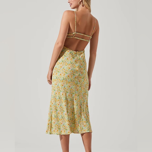 ASTR THE LABEL MARITZA DRESS YELLOW GREEN DITSY - Picture 2 of 6